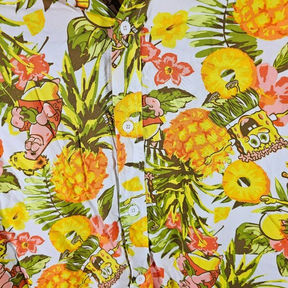 Spongebob Squarepants Hawaiian Print Button-Up Shirt Kids Size XL - Picture 8 of 8